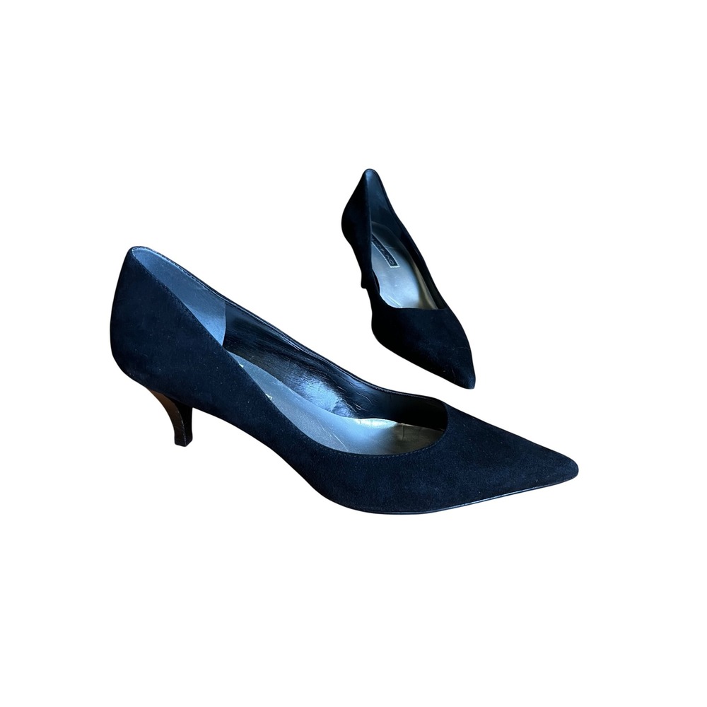 Bandolino Boberry Black Suede Pointed Toe Kitten Heel Pumps 10M Officecore Chic - Picture 6 of 6